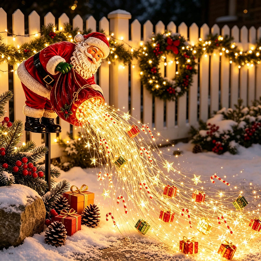 Luckky Christmas Bell Cascade Solar Yard Light,Solar Powered Flowing Star Bell Stake Light,Warm Yellow Outdoor Holiday Decor for Christmas Yard Decor（1 Pack）