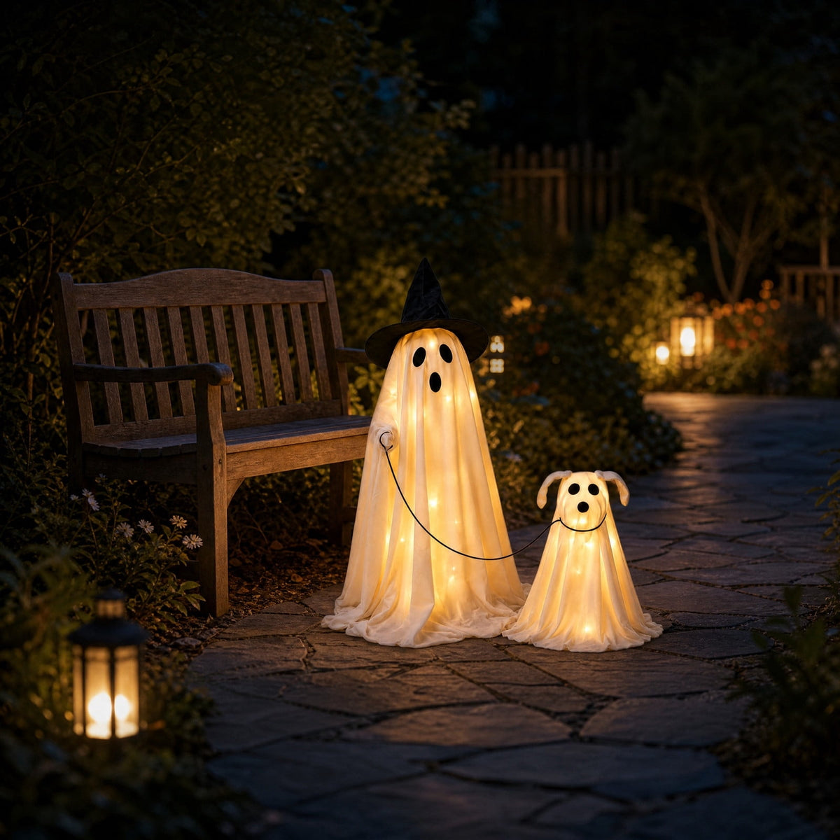 Halloween Decorations Outdoor Indoor, Wizard Ghost Dog Walking Set Two Piece Halloween Outdoor Patio Living Room Decor Halloween Decorations Clearance For Party Home