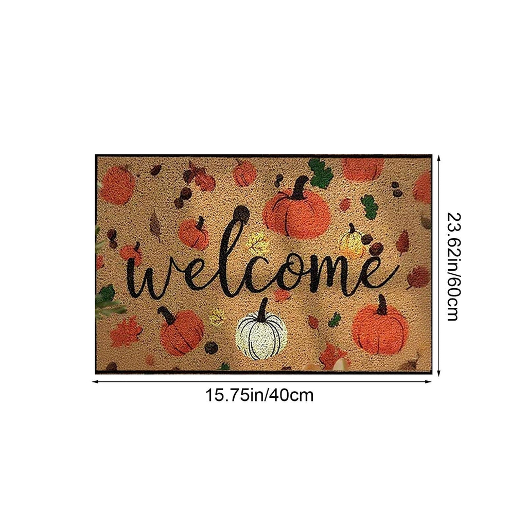 sruoe Fall Door Mat, Fade-Resistant Non-Slip Absorbent Halloween Decor, Happy Halloween Door Mat for Outdoor with Low-Profile, Front Porch Garden Entryway, Durable Easy Clean