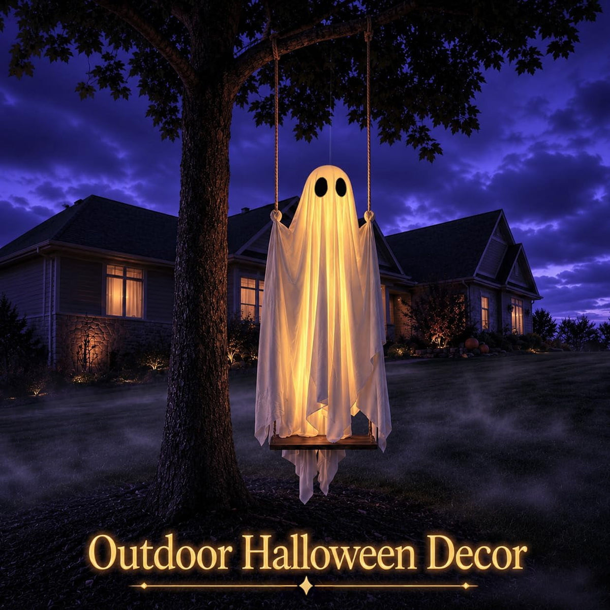Gifts Under $20 Ghost Campfire Night Light, Flickering Flame Nightlight, Halloween 3D Cute Spooky Marshmallow Ghost Decoration for Bedroom, Spooky Season Home Halloween Decor for Ki*ds Adults