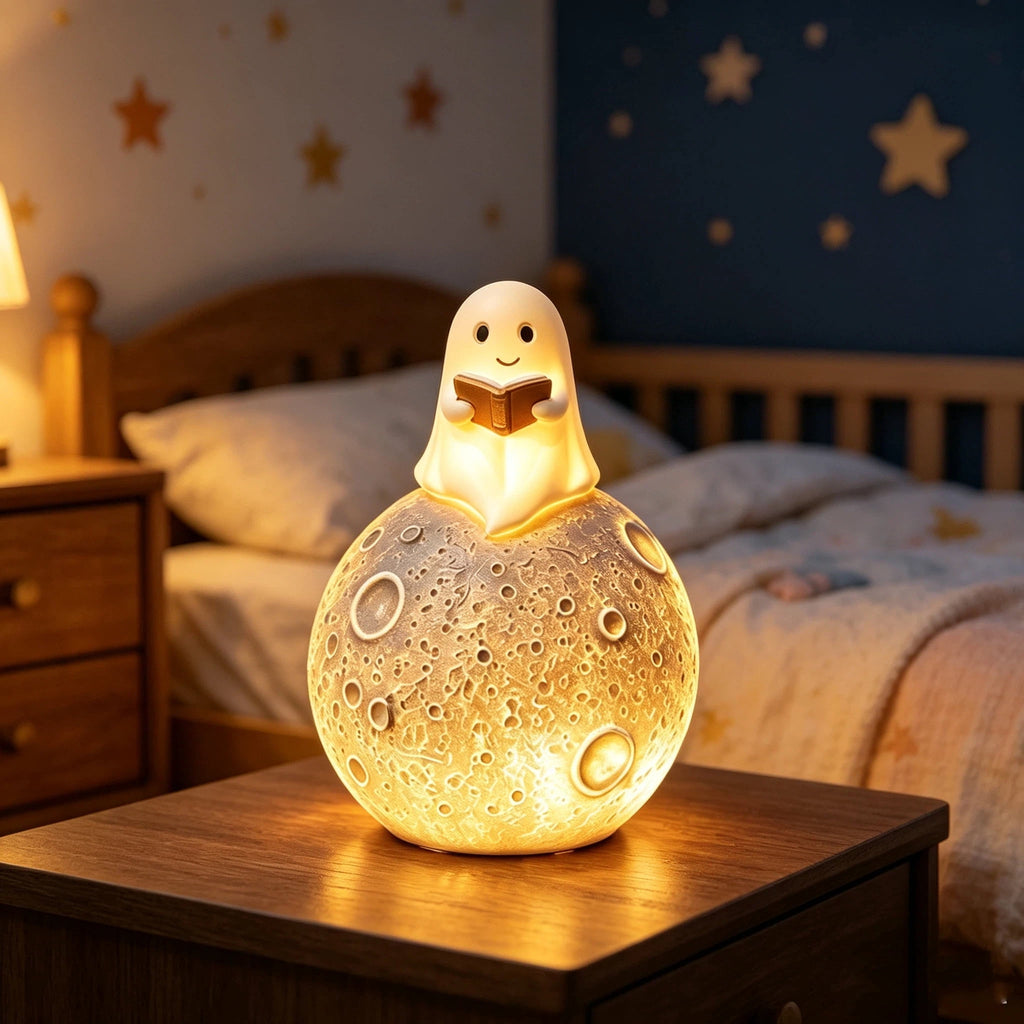 Halloween Ghost Night Light, Cute Ghost Playing The Guitar Lamp, Ghost Warm Lighted Figurine Lamps for Party Bedroom Study Room Home Dorm, Halloween Decor Indoor