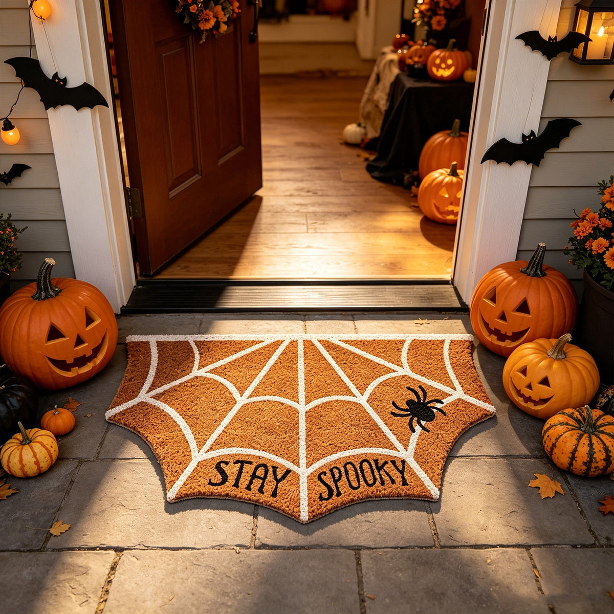 23.6x15.7 Inch Halloween Printed PVC Doormat, Non-Slide Rubber Back Dirt Trapping Front Door Indoor Outdoor Entryway Decor Floor Mat