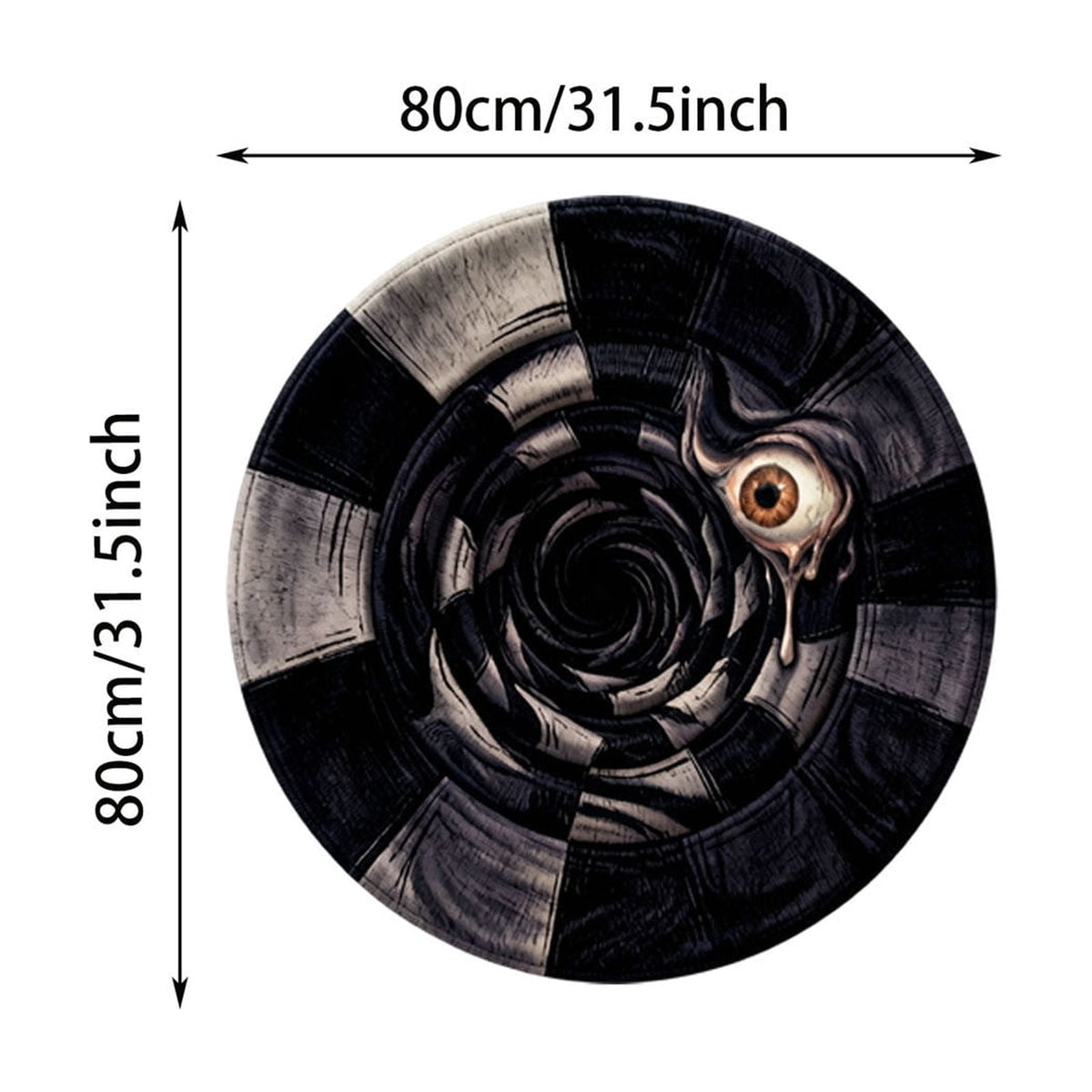Win s Way 3D Illusion Round Halloween Rug Optical Illusion Doormat Non- Washable Entryway Decor Spooky Fall Front Door Mat for Party Decoration Available in 15.8/23.6/31.5 Inch
