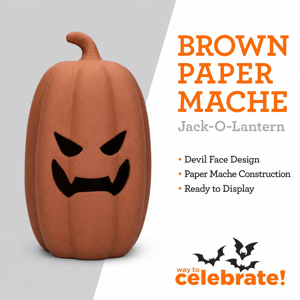 Paper Mache Jack-o'-Lantern Decoration, Black, 13.3", Halloween by Way To Celebrate