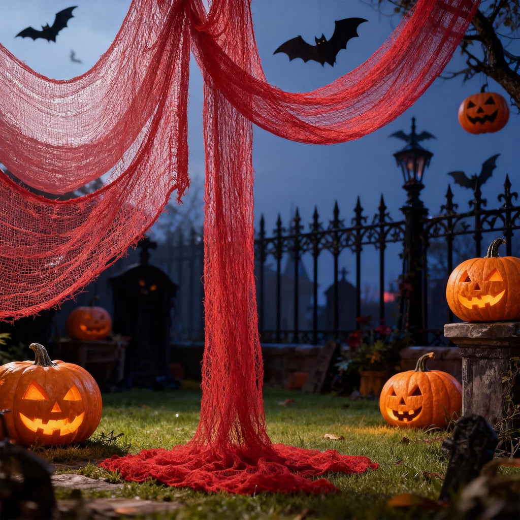 CQHVKQ 5 Pack of Halloween Creepy Gauze Cloth Decoration Set, Indoor Outdoor Black Scary Halloween Gauze Tapestry Decor, Spooky Decorations for Home, Yard, Haunted House & Party Supplies, 72" x 30"