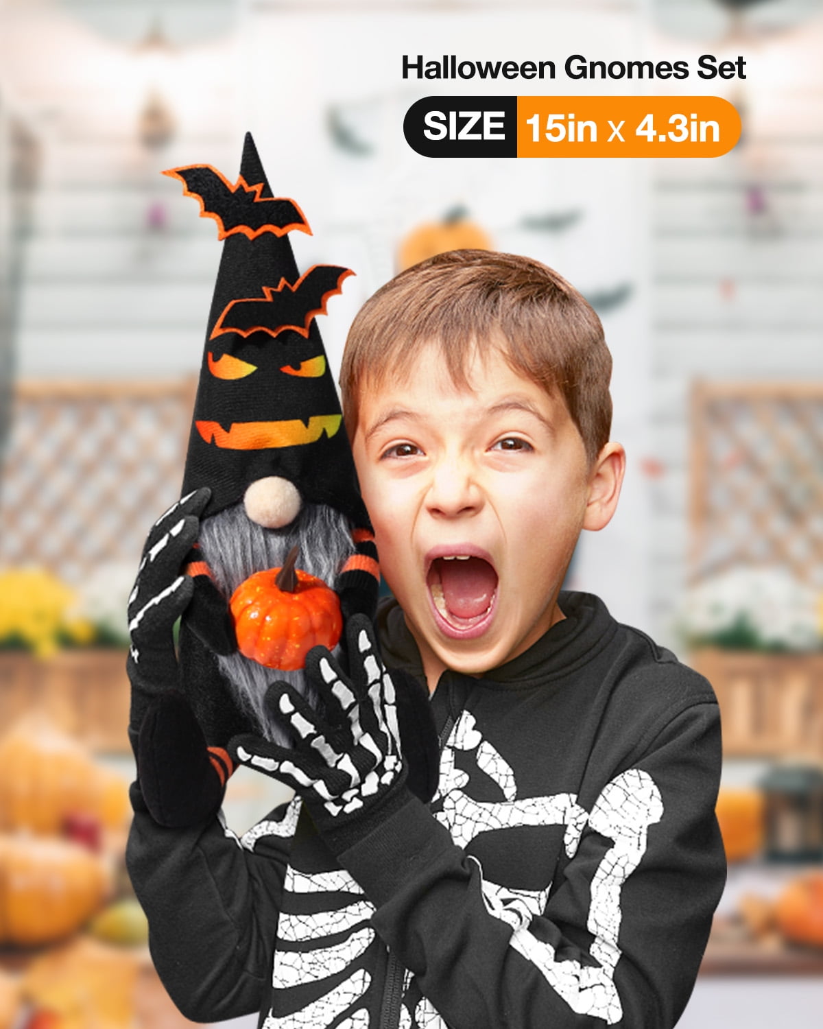 Ayieyill 2PCS Halloween Gnome Plush Decorations - Mr and Mrs Handmade Scandinavian Tomte for Halloween Table Ornament, Tiered Tray Decor, Halloween Trick or Treat Gift