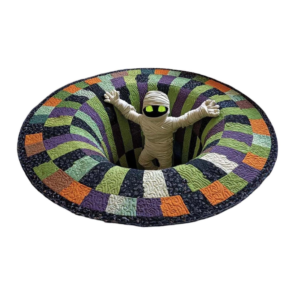 Win s Way 3D Illusion Round Halloween Rug Optical Illusion Doormat Non- Washable Entryway Decor Spooky Fall Front Door Mat for Party Decoration Available in 15.8/23.6/31.5 Inch
