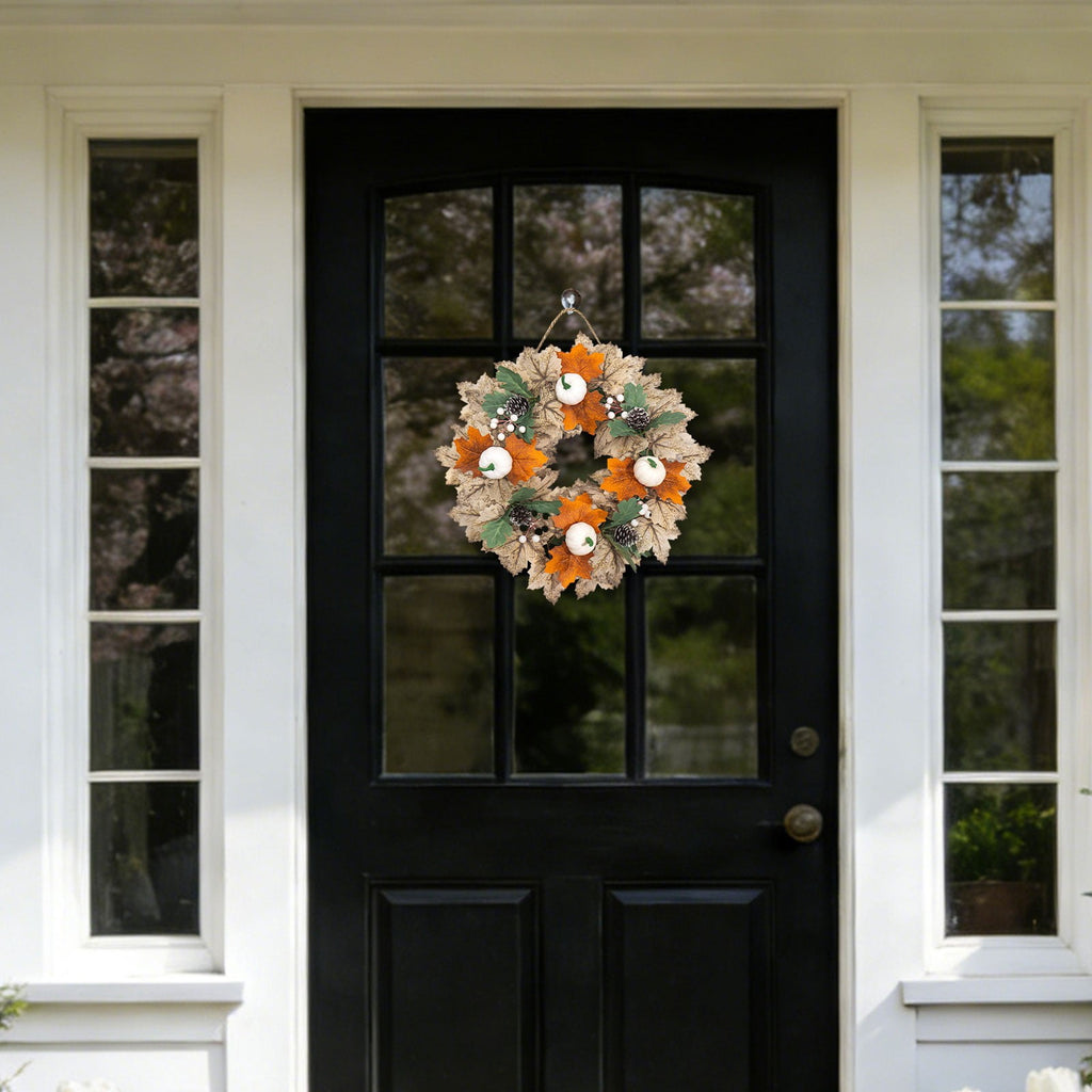 Fall Wreaths for Front Door, Farmhouse Autumn Wreath with Pumpkin Decorations, Fall Door Wreath Outdoor Indoor Thanksgiving Harvest Fall Decor