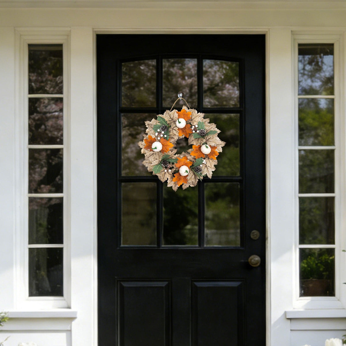Fall Wreaths for Front Door, Farmhouse Autumn Wreath with Pumpkin Decorations, Fall Door Wreath Outdoor Indoor Thanksgiving Harvest Fall Decor