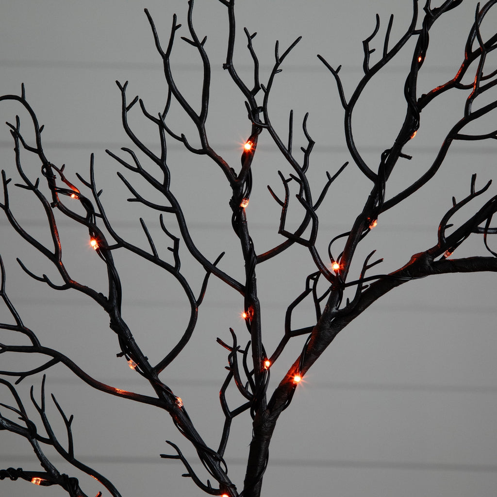 Nearly Natural 23in. Pre-Lit Halloween Black Fall Wreath with 60 Orange and Purple LED Lights