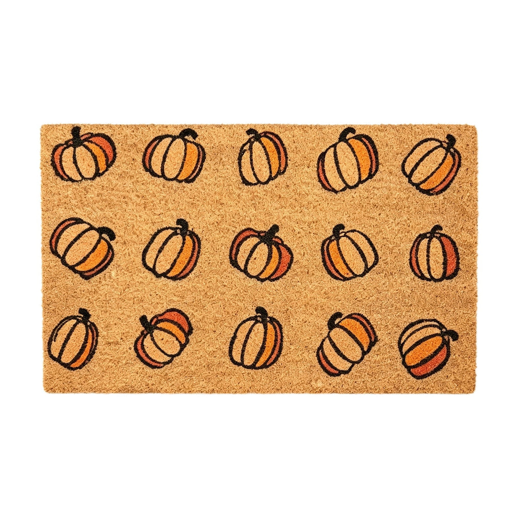 Fllostpr Halloween Pumpkin & Crow Welcome Doormat for Front Door, Non-Slip Vintage Brown Coir Floor Mat for Outdoor Porch Entryway Decor,16x24 Inch