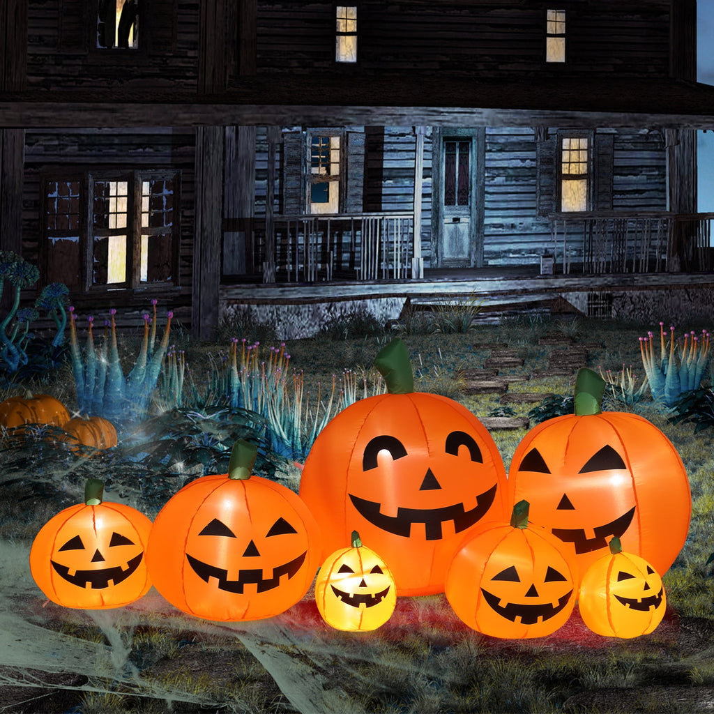 Zimtown 8 FT Halloween Inflatables Pumpkin, Halloween Decoration 5 Blow up Pumpkins,Ghost w/ Build-in LEDs for Halloween Party