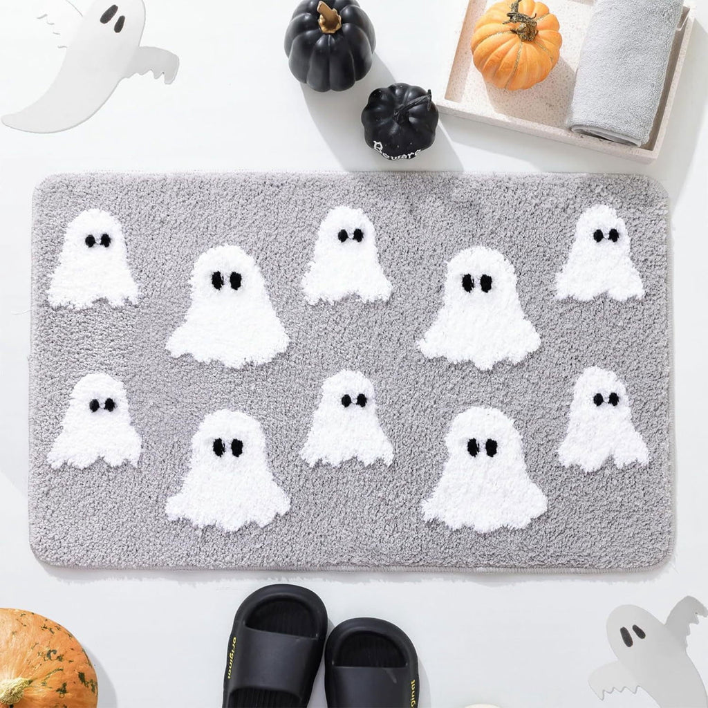 Konghyp Halloween Doormat Outdoor Welcome Mat, Unique Ghost Design, Quality Material for Holiday Decor, Indoor Outdoor Use, Festive Floor Mat for Halloween Party