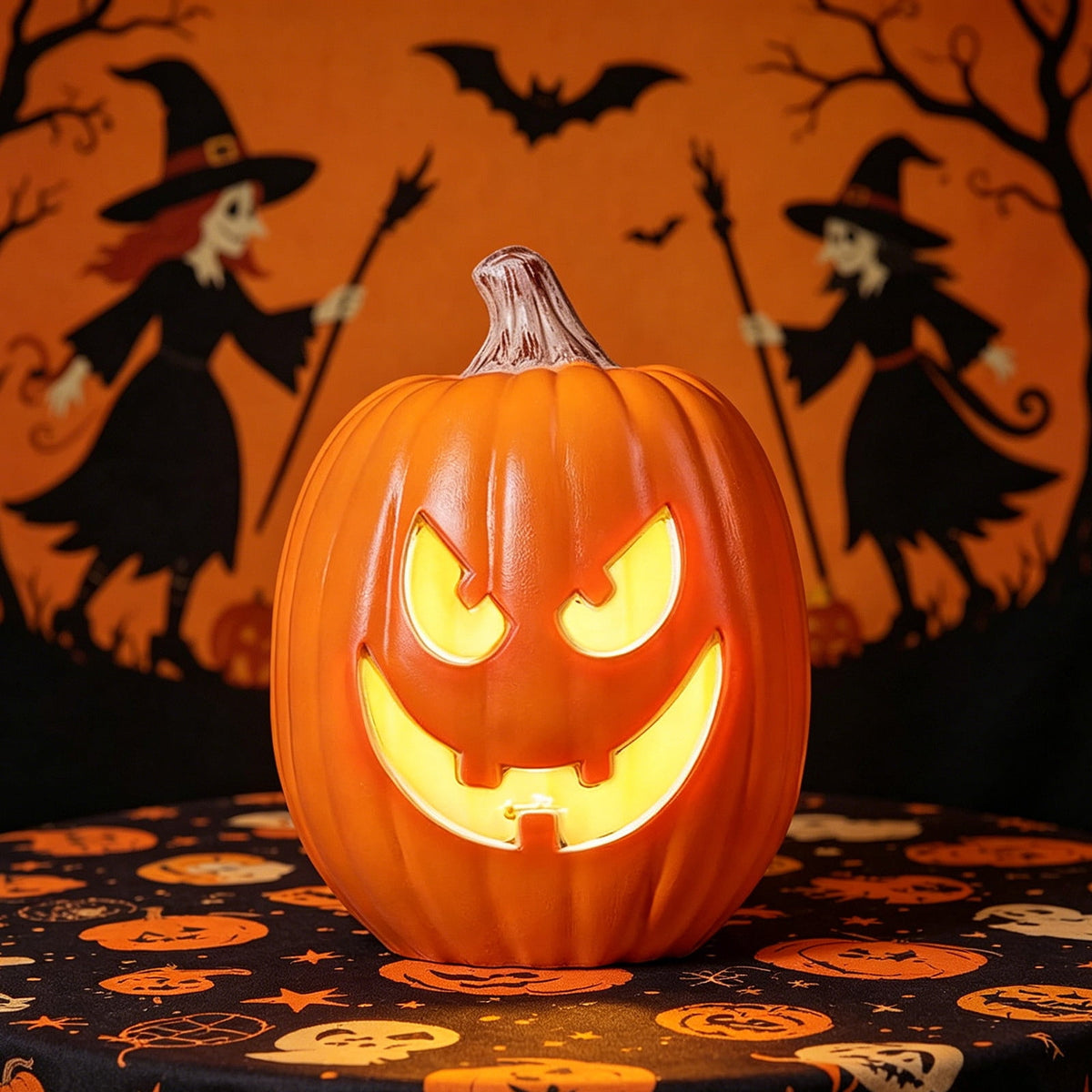Large LED Lighted Halloween Pumpkin, Weather-Resistant Blow Mold Jack O Lantern Decoration for Outdoor Yard, Porch, Storefront, and Commercial Holiday Displays