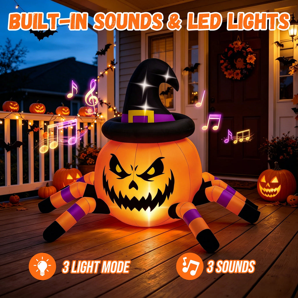 Firstness 2.4GHz Remote Control Halloween Inflatable Car Blow ups Pumpkin Ghost Rc Car,3 Music and LED Lights,360° Rotation,Aged 3+