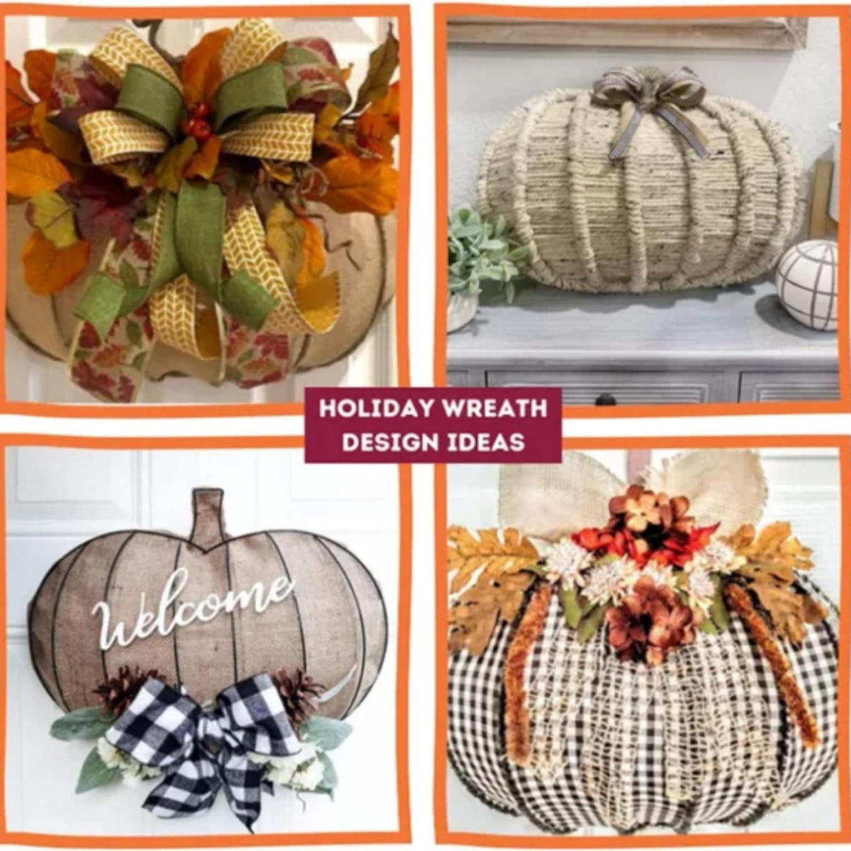 Pumpkin Shaped 3D Metal Wreath Forms 13x17.625 Inches Fall Halloween Farmhouse Autumn Thanksgiving DIY Art Craft Material Supplies Making Centerpiece Bouquet Decoration Indoor Outdoor Wreath Pack of 3