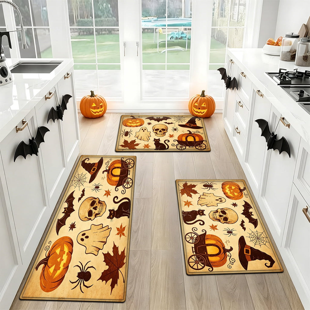 YIMEIS Halloween Pumpkin Lanterns Multi-purpose 1-Piece Flannel Mat and Kitchen Rugs,Soft Non-slip for Home Bedroom Bathroom