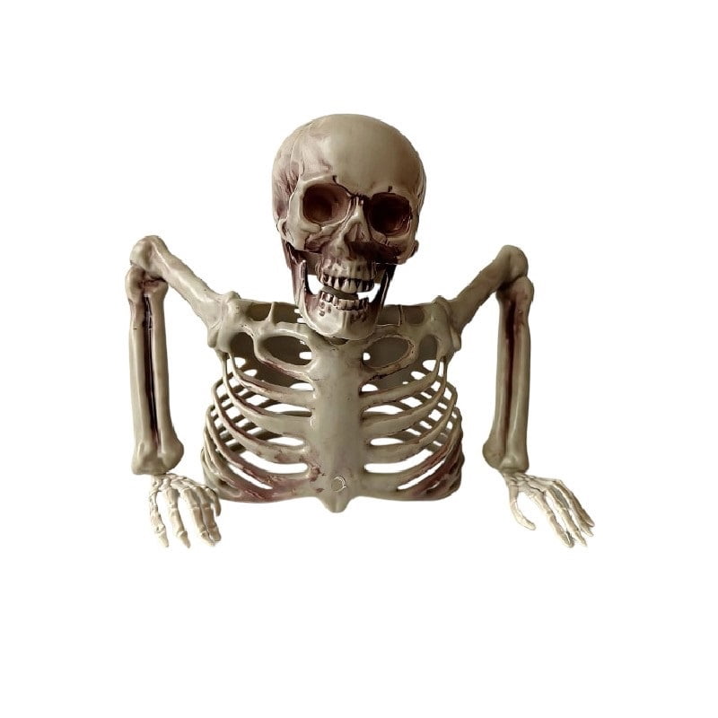 Halloween Ground Breaker Plastic Half Body Skeleton Decor Outdoor Yard Lawn, 8.66 × 9.45 in