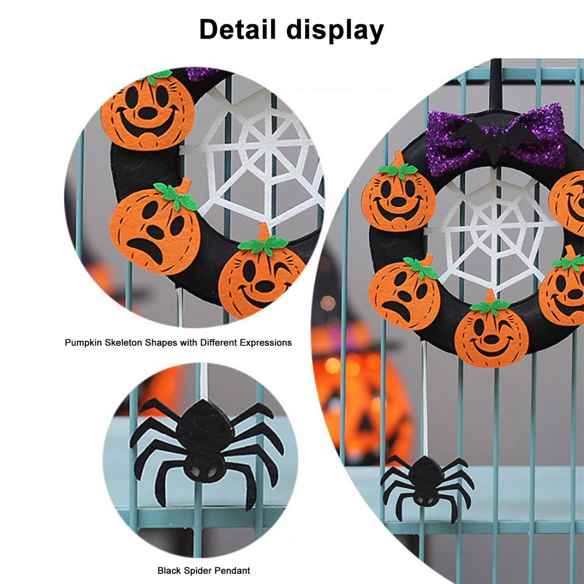 sruoe Halloween Decorations, Halloween Wreaths for Front Door, Artificial Wreaths, Indoor Outdoor Halloween Decor, Halloween Wreaths for Front Door, Halloween Party Decoration, Yard Decoration