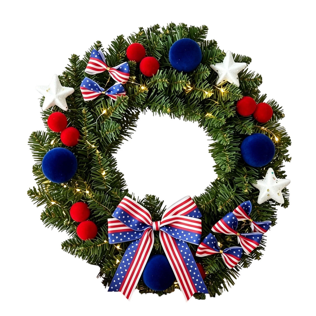 Nkmbld 4th of July Wreaths for Front Door, Independence Day Wreath Red White Blue Flower Wreath for Independence Day Memorial Day Flag Day Decor