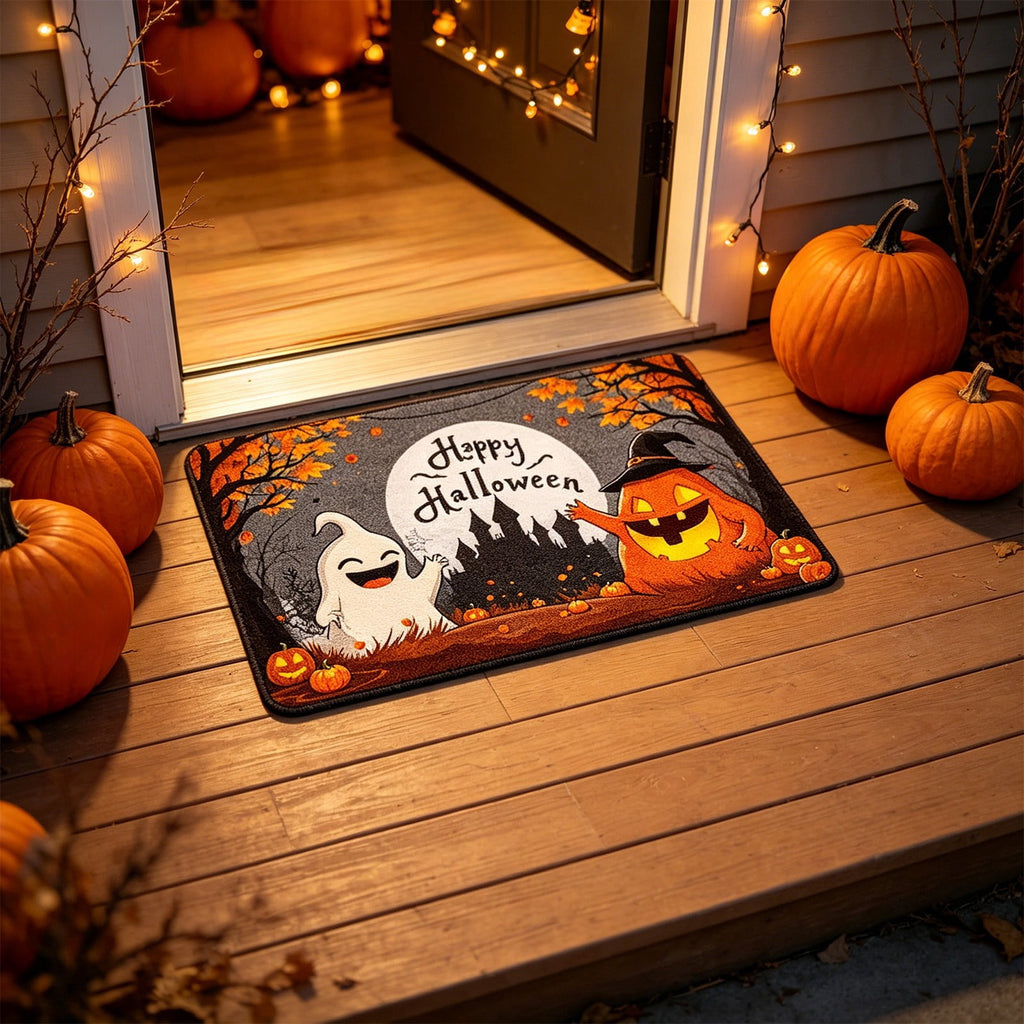 Halloween Pumpkin Doormat, Soft Non-Slip Indoor Outdoor Welcome Rug for Entryway Porch and Front Door
