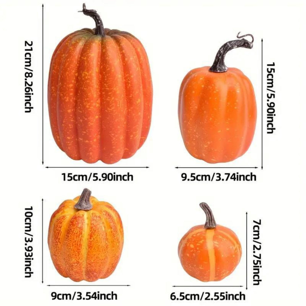 7 Pc Artificial Pumpkin Set Fall Halloween Decor, Rustic Harvest Thanksgiving Table Centerpiece for Home Farmhouse Kitchen Display