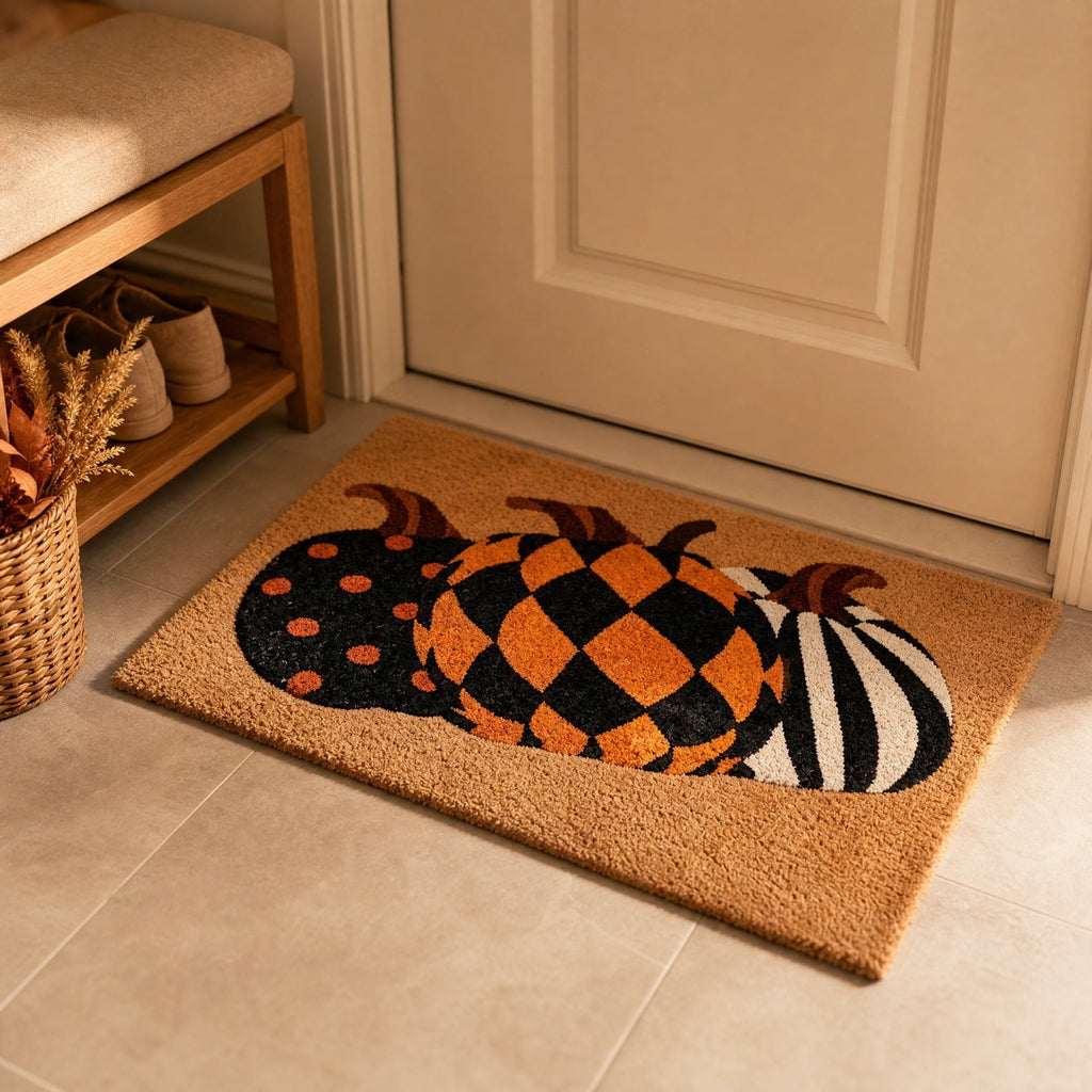 sruoe Fall Door Mat Non-Slip Durable Halloween Decor, Halloween Door Mats for Outdoor with Rubber Backing, Porch Patio Entryway, Easy Clean Absorbent Low-Profile Fade-Resistant.
