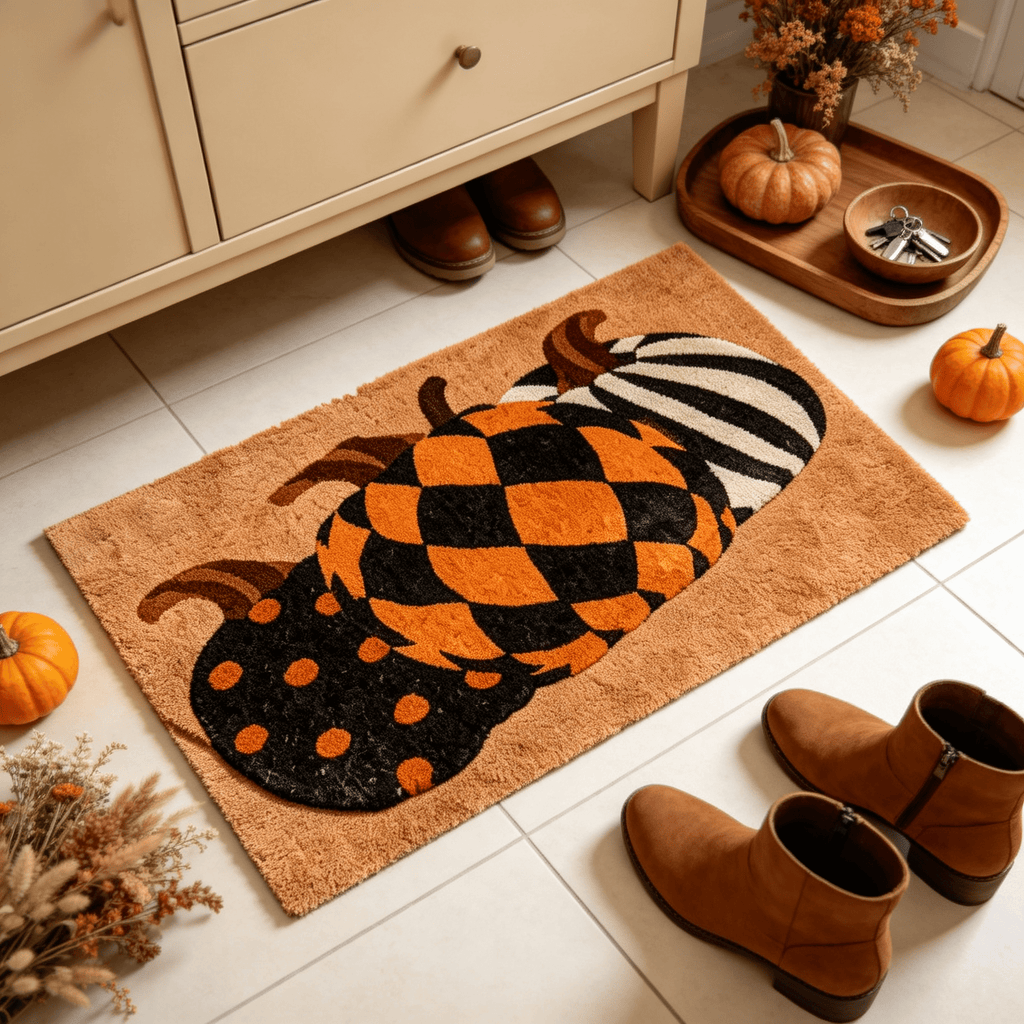 Halloween Pumpkin Doormat, Soft Non-Slip Indoor Outdoor Welcome Rug for Entryway Porch and Front Door
