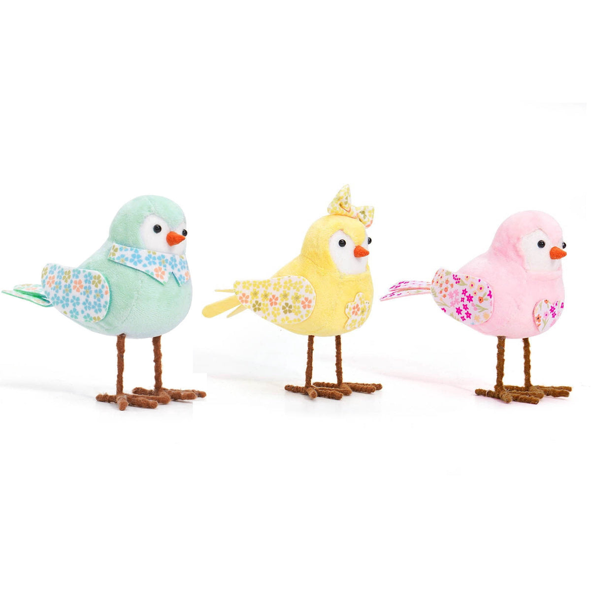 Chanana Easter Plush Bird Decorations Bird Figurines Table Ornament Cute Sparrow Fabric Sparrow Ornaments Centerpieces Table Tiered Tray Fireplace Spring Home Decor Tabletop Holiday Decorations