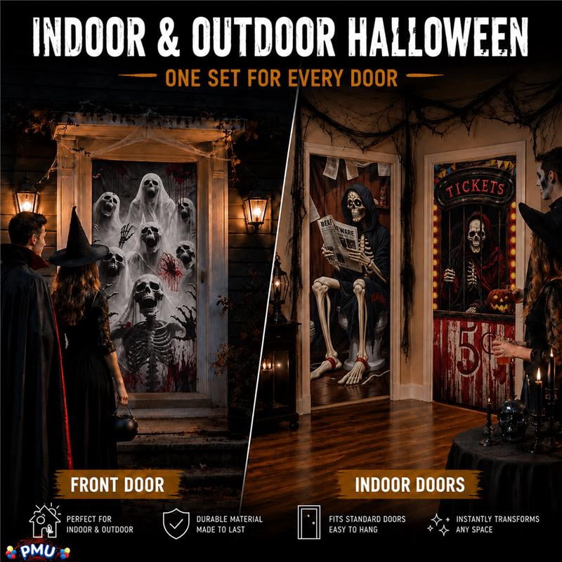 PMU Halloween Bathroom Door Cover, Halloween Decor, Door Decor