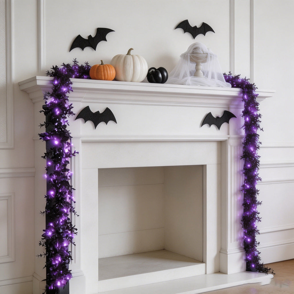 Chmadoxn 78.74" Halloween Thanksgiving Maple Leaf Garland with Mini Pumpkins & Berries, Artificial Fall Leaves Vine for Mantel Staircase Porch, Autumn Harvest Hanging Home Decor