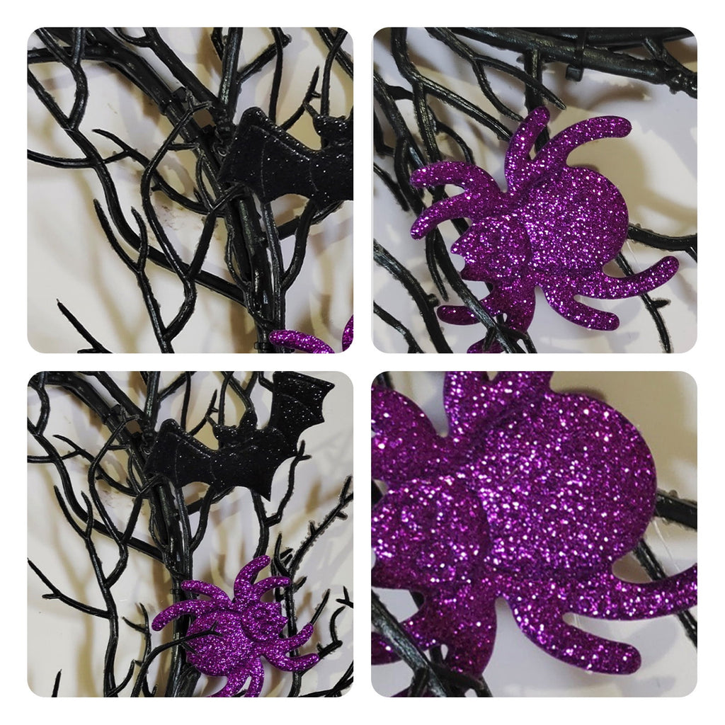 sruoe Halloween Decorations, Indoor Outdoor Halloween Decor, Artificial Wreaths, Halloween Decorations for Outside, Front Door Wreaths, Wreath for Indoor Outdoo Home Party Wreath with Light