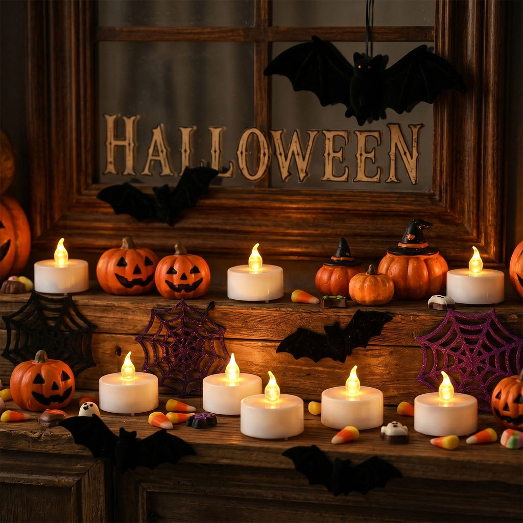 24PCS LED Tealight Candles with Remote Timer, Battery Operated Flameless Tea Light Candles, Fake Flickering Votive Candles for Home Centerpiece Table, Anniversary, Party, Halloween, Ramadan Decor