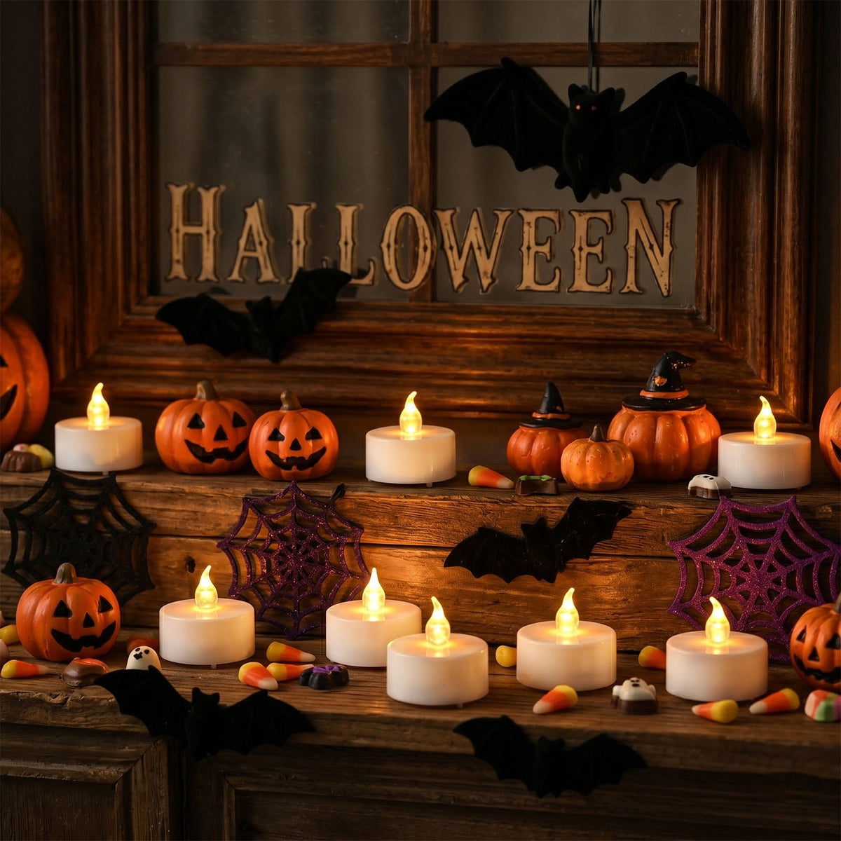 24PCS LED Tealight Candles with Remote Timer, Battery Operated Flameless Tea Light Candles, Fake Flickering Votive Candles for Home Centerpiece Table, Anniversary, Party, Halloween, Ramadan Decor