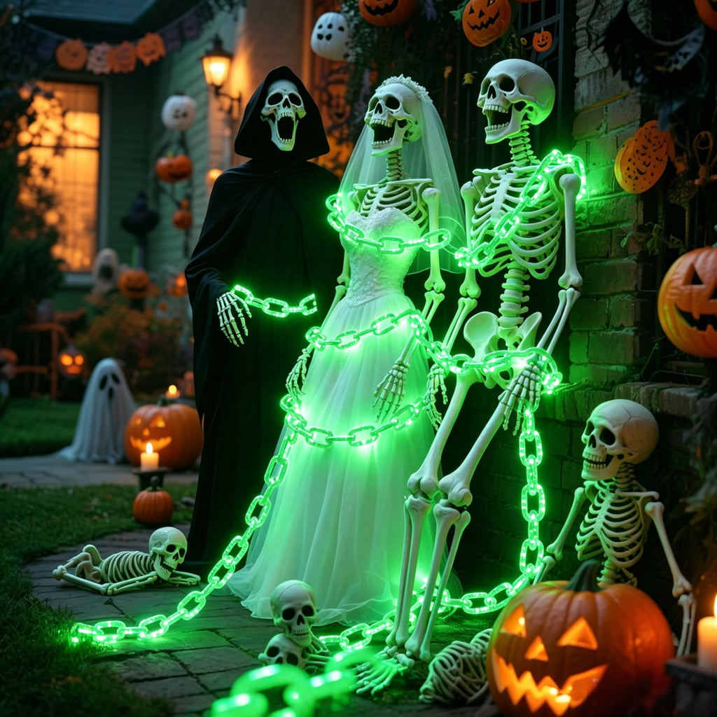 10Ft Battery Operated Plastic Chain Lights for Halloween Decorations, 8 Modes Timer Orange Halloween String Lights Waterproof Lighted Props Chains for Skeleton Dog, Haunt House,Costumes Party Decor