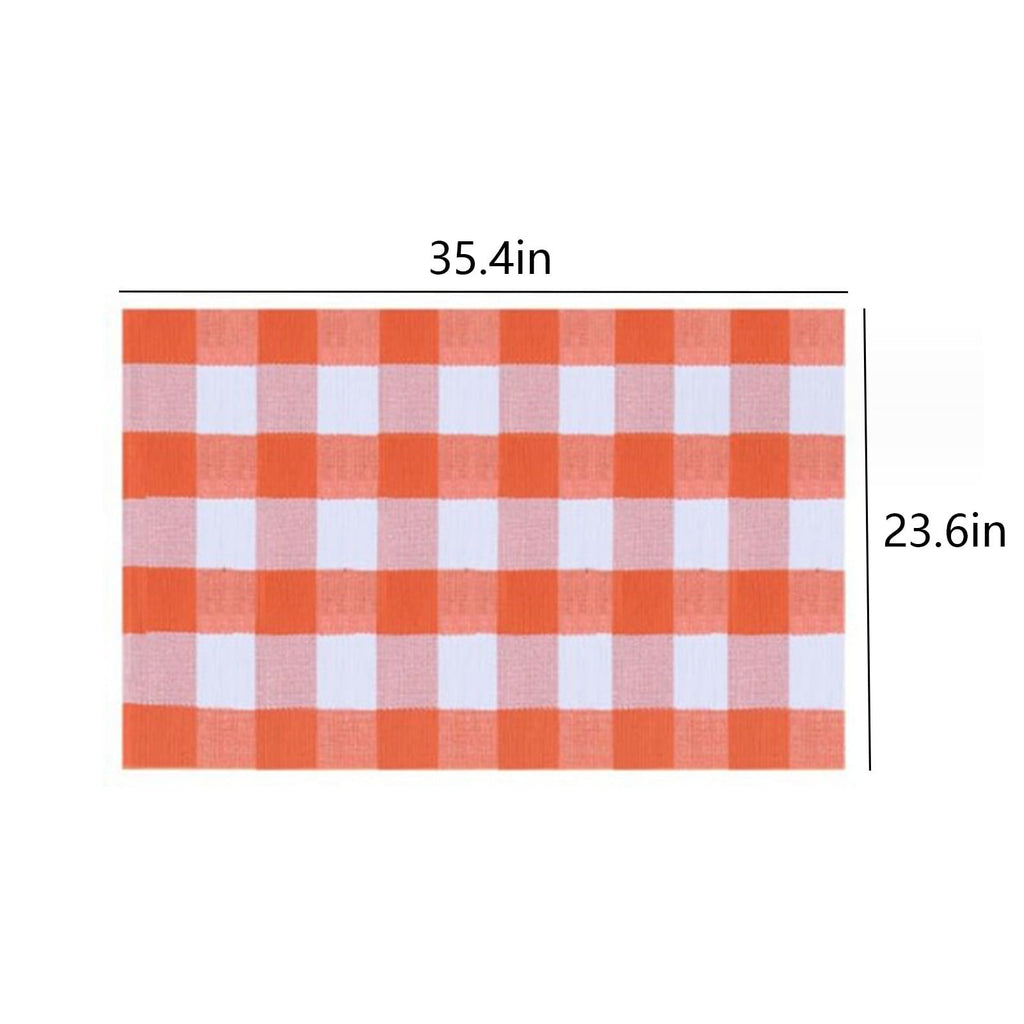 Guozer Fall Outdoor Rug Orange Plaid Outdoor Rug Cotton Hand-Woven Check Rug Layered Doormats For Front Door/Front Porch/Farmhouses/Entryway/Patio 23.6''x 35.4''