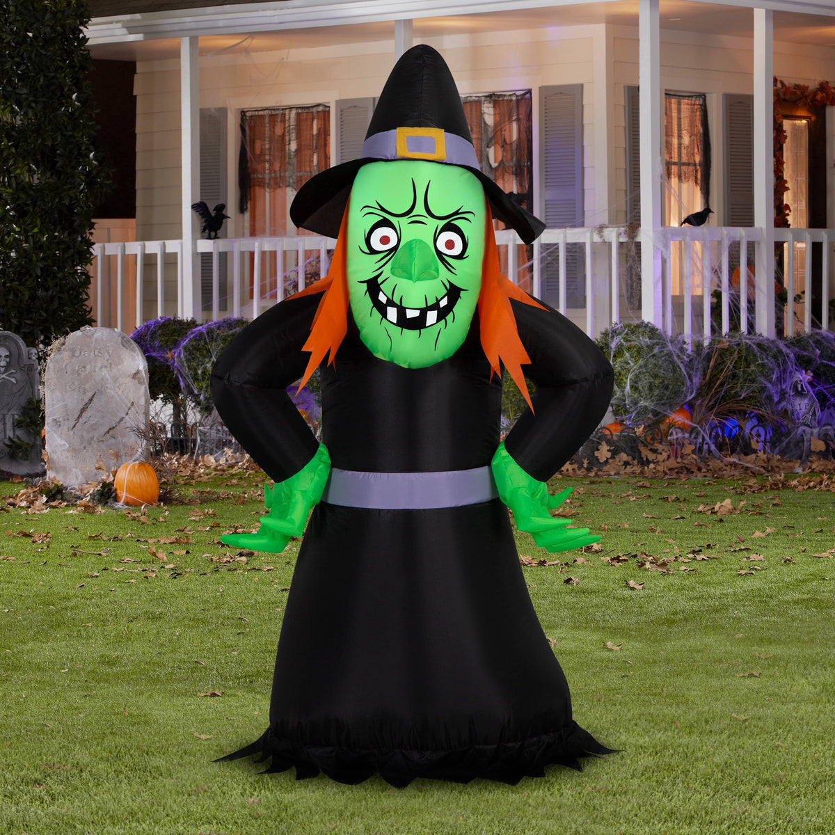 Scary Witch Airblown Yard Inflatable, Multicolor, 4', Halloween by Way To Celebrate