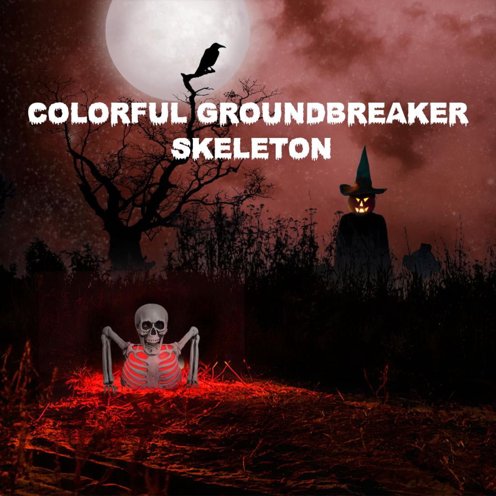 Presence 10 inch Halloween Colorful Groundbreaker Skeleton, Different Light Colors,Halloween Decorations
