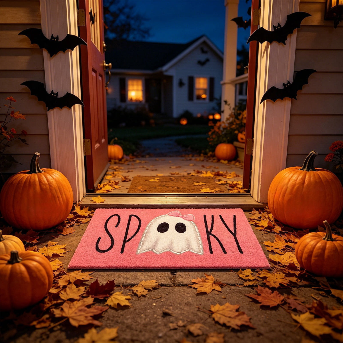 Halloween Pumpkin Doormat, Soft Non-Slip Indoor Outdoor Welcome Rug for Entryway Porch and Front Door