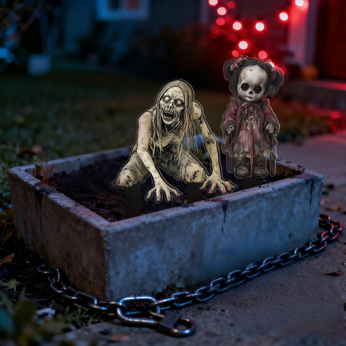 Pumpkin Head Scarecrow Zombie Halloween Decorations, Scary Outdoor Yard Lawn Graveyard Decor, Spooky Haunted House Themed 2D Yard Stake, 1 Pack