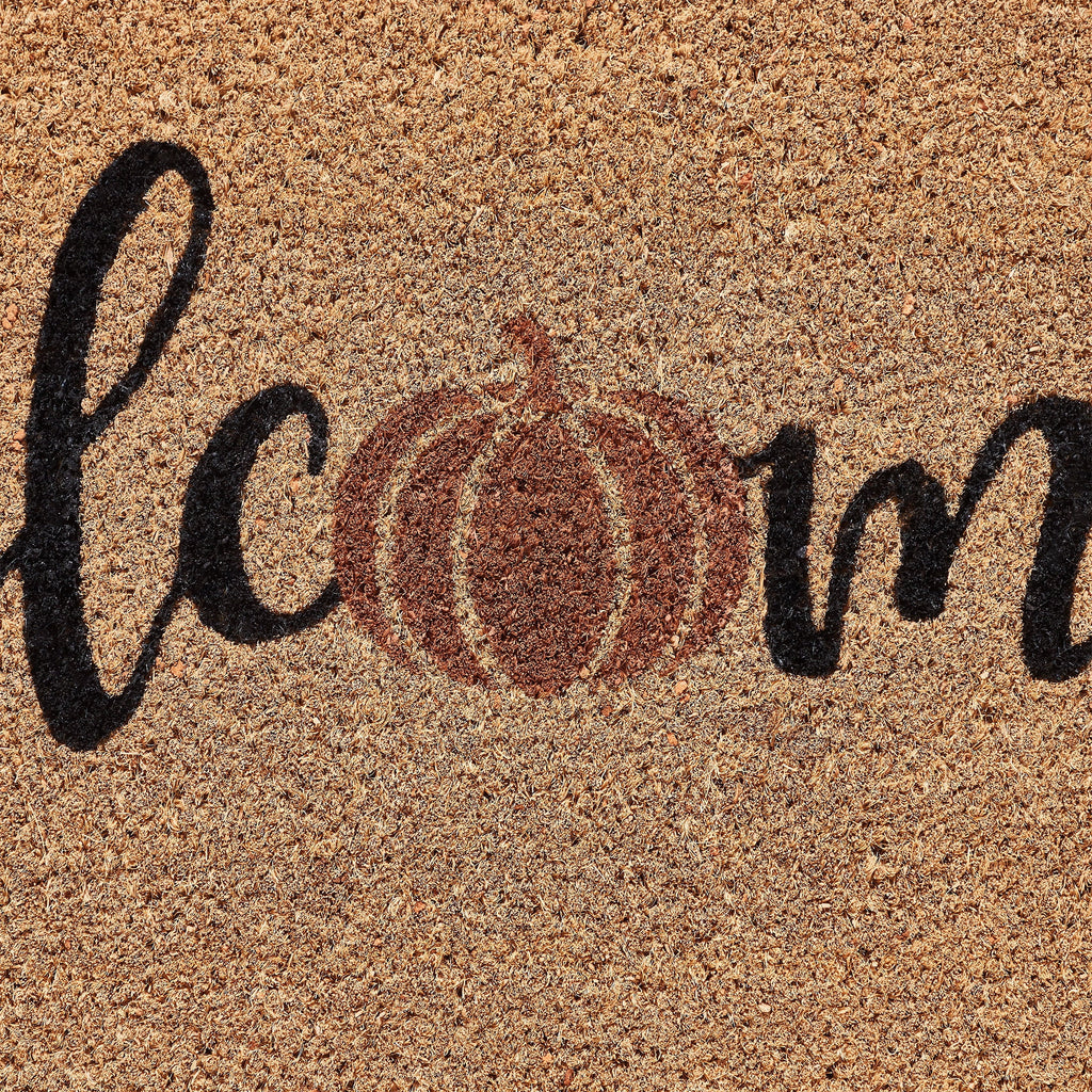 My Texas House Halloween Natural/Multicolor Pumpkin Welcome Outdoor Coir Doormat, 30" x 48"