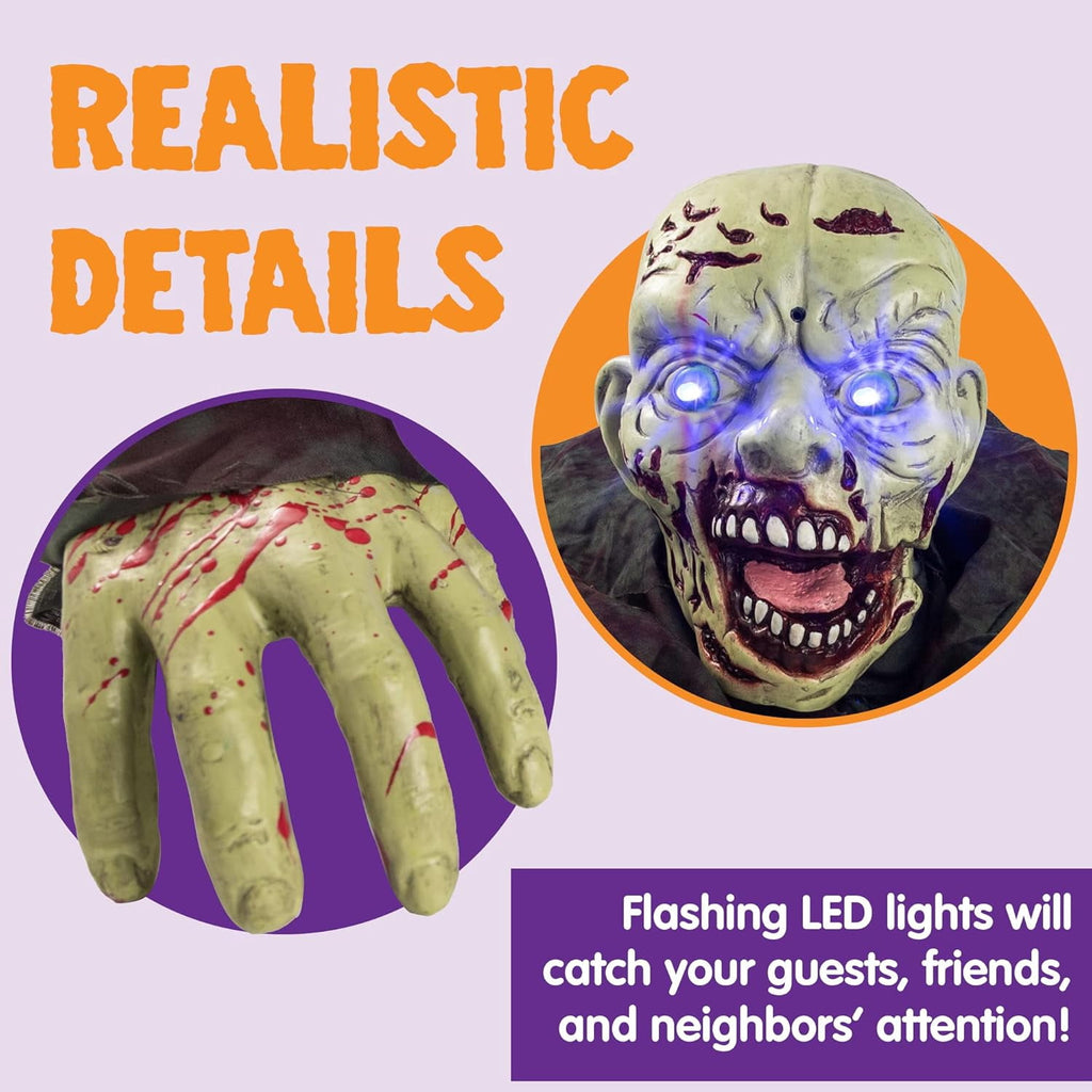 Joyfy Halloween Groundbreaker Halloween Decorations Zombie with Sound and Flashing Eyes,Outdoor Scary Halloween Yard Decorations,Haunted House Decorations