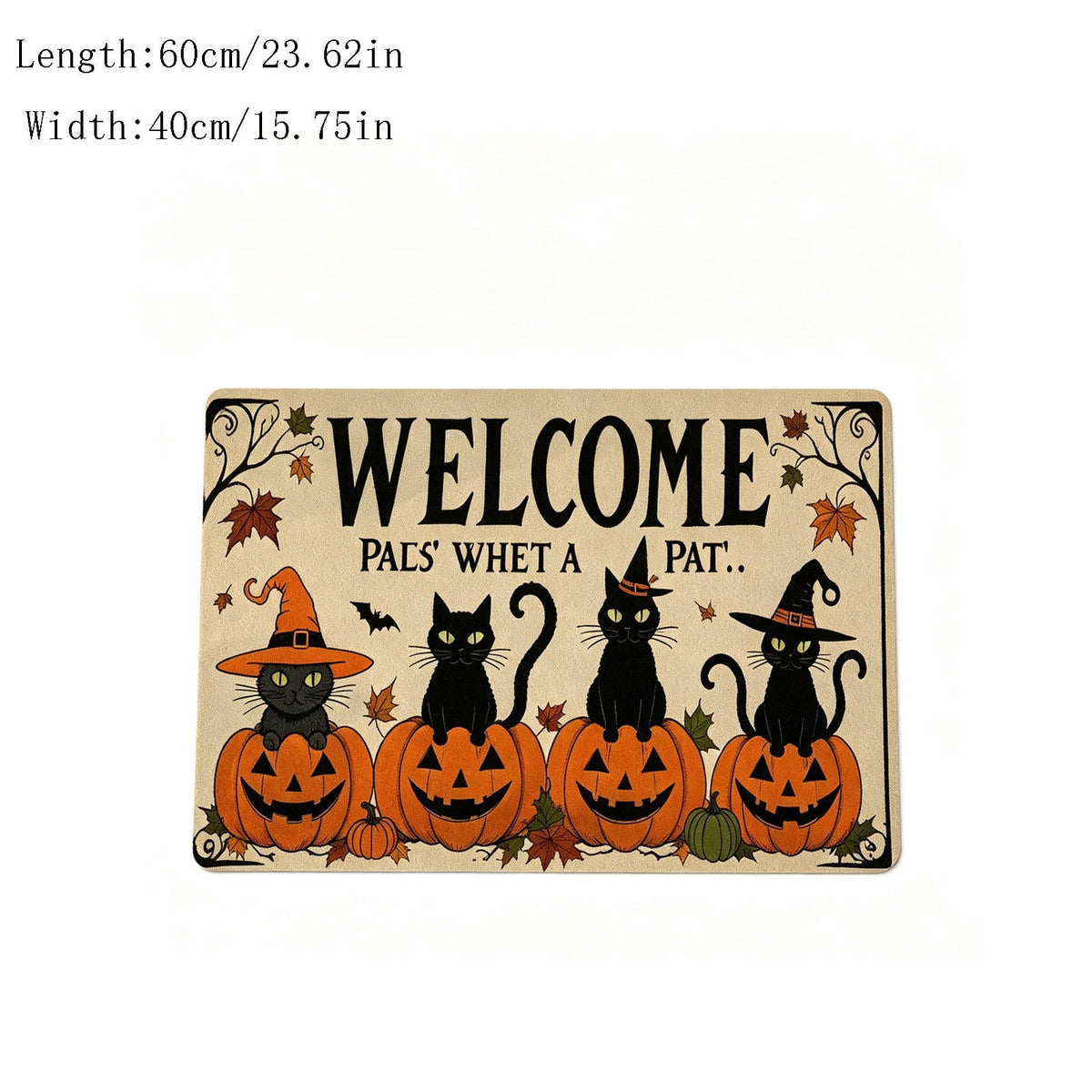 Halloween Dog Door Mat 16x24", Golden Retriever Ghost Pumpkin Welcome Rug for Porch, Halloween Outdoor Decorations