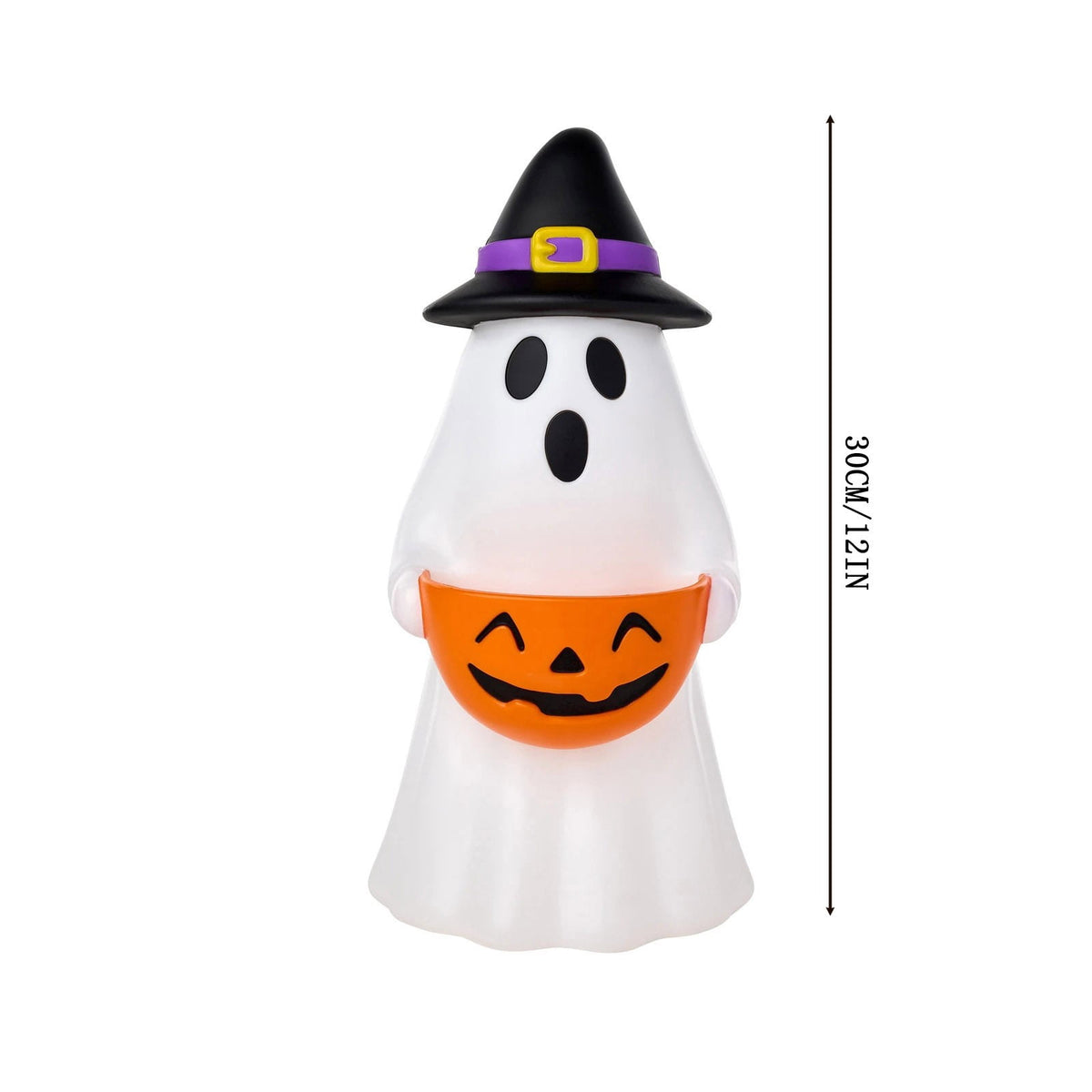 Halloween Decoration Ghost Figurine 11in Resin Ghost Statues with Pumpkin Candy Bowl for Outdoor Indoor Front Door, Porch Yard Lawn Party Decor