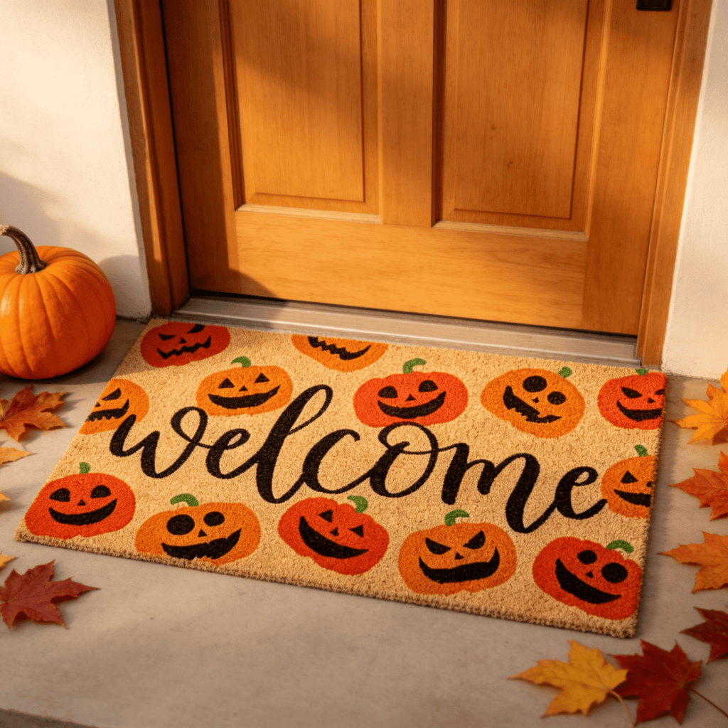 Halloween Pumpkin Doormat, Soft Non-Slip Indoor Outdoor Welcome Rug for Entryway Porch and Front Door
