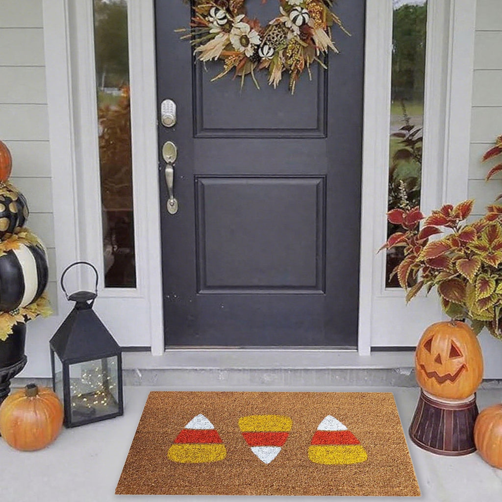 Halloween Door Mat Ghost Pumpkin Bat Candy Welcome Non Slip Coir Floor Mats Outdoor Entrance,Halloween Outdoor Rugs for Front Door,Doormats Seasonal for Porch Entryway Decor