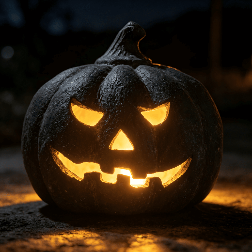 Halloween Decorations Outdoor - Fall Decor - 9.8"H Black Handmade Resin Jack O Lantern Pumpkin - Indoor Outside Gothic Festival House Centerpiece Decoration for Table Garden Living Room Mante