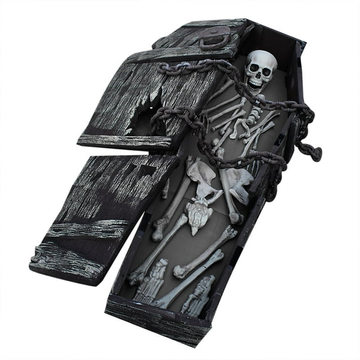 2025 Bag of Bones - 28 Pc Realistic Skeleton Bones & Skull Set for Halloween Decor (Lifesize Horror Props, DIY Party Scatter)