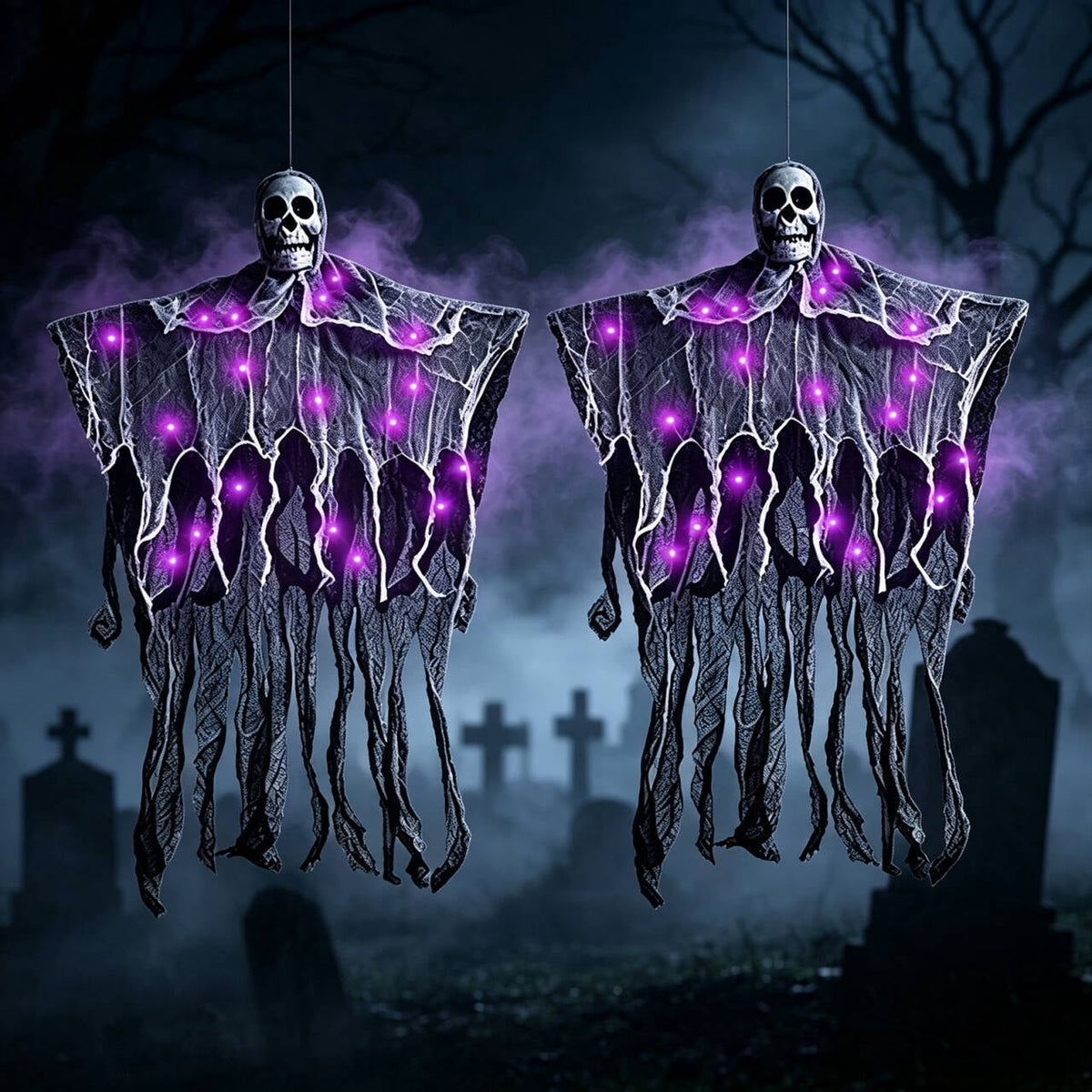 AGCAN 4 Packs Posable Halloween Hanging Skeleton Decoration, 16 Inch Halloween Decorations with Movable Joints for Graveyard Haunted House Props Decor Indoor Outdoor