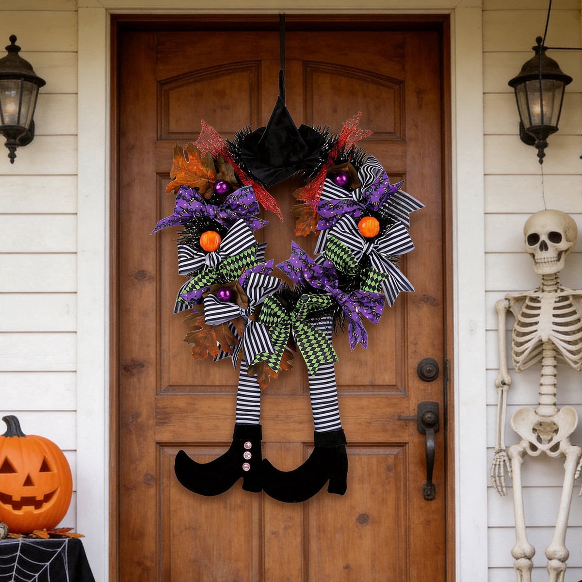 AGCAN 18 Inch Fall Wreaths for Front Door, Autumn Wreaths with Pumpkin & Pine Cone, Fall Decor for Indoor Outdoor Thanksgiving Harvest Festival Celebrations